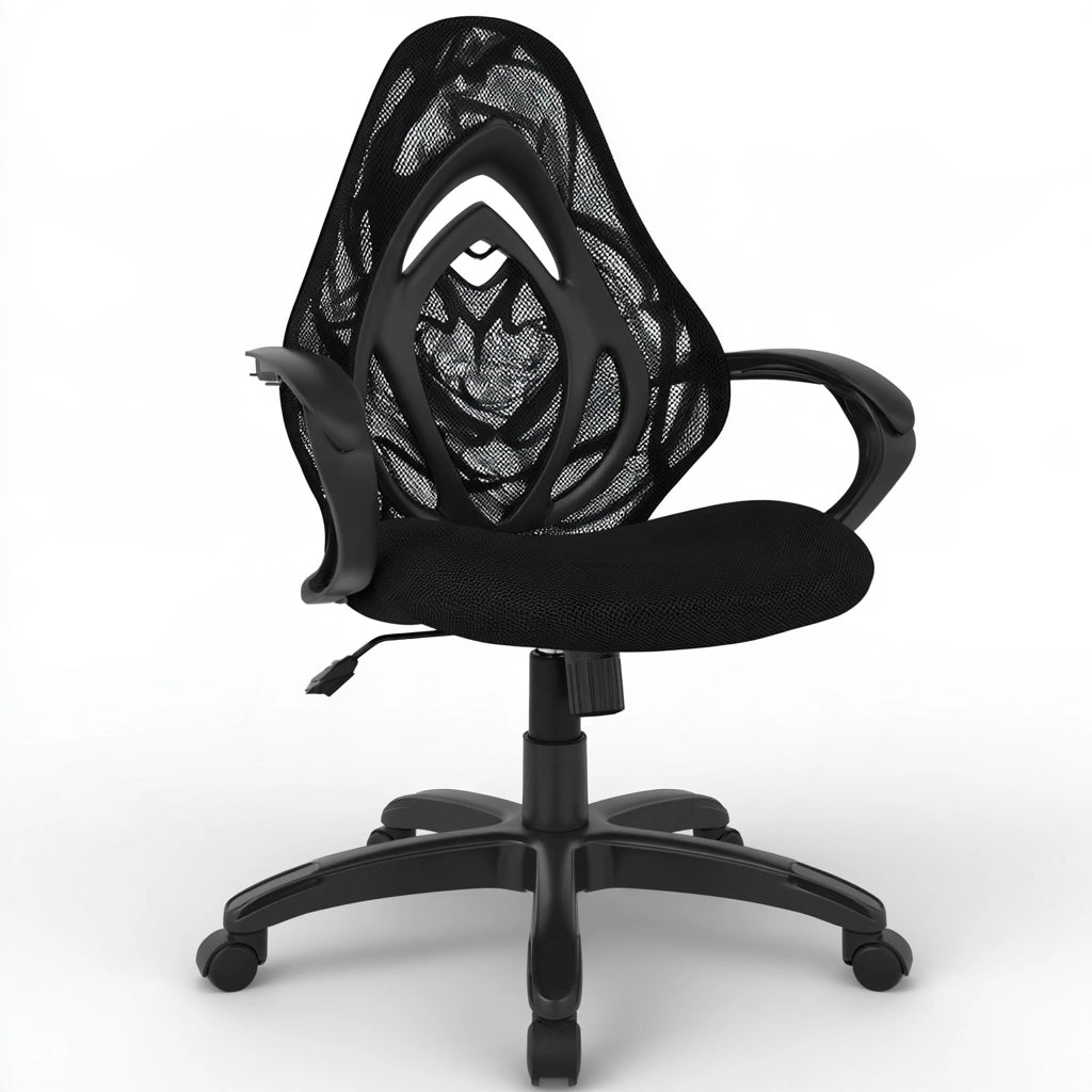 Jastira ergonomic black office chair with high mesh backrest, breathable net material, suitable for home or office use.