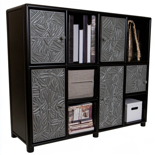 Black and grey plastic storage cube organizer by Jastira, suitable for living and garden storage solutions.