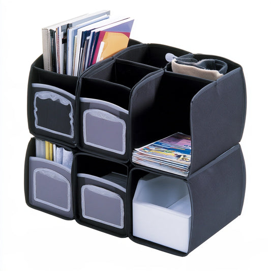 Gray and black plastic storage cube organizer by Jastira, ideal for home and garden storage solutions.