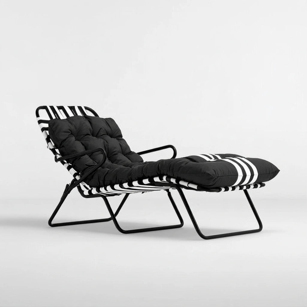 Jastira black and white folding recliner chair for living room, modern and comfortable living and garden furniture.