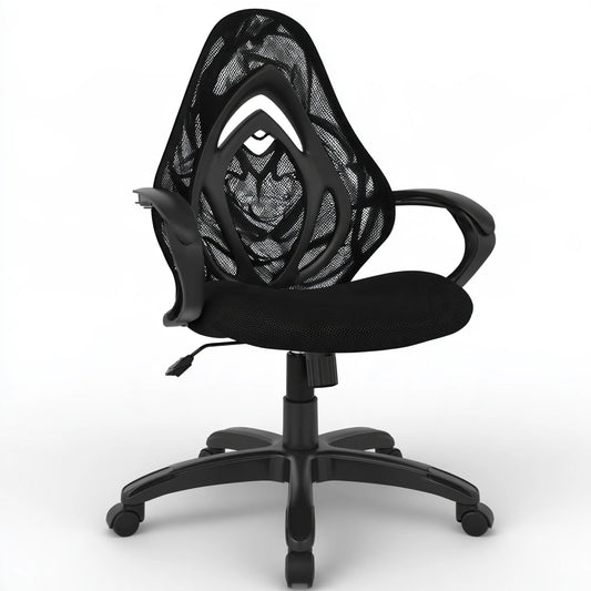 Jastira ergonomic black office chair with high mesh backrest, breathable net material, suitable for home or office use.