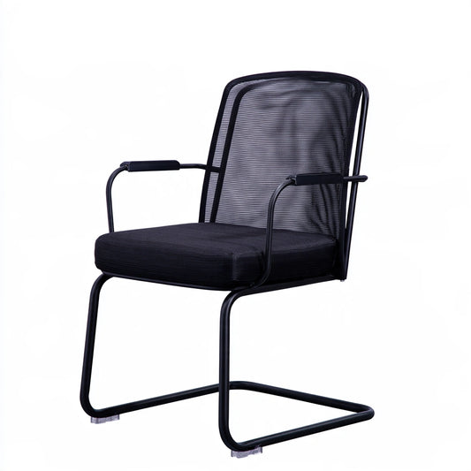 Jastira black mesh guest chair with cantilever base, modern office living room seating, black upholstered upholstery